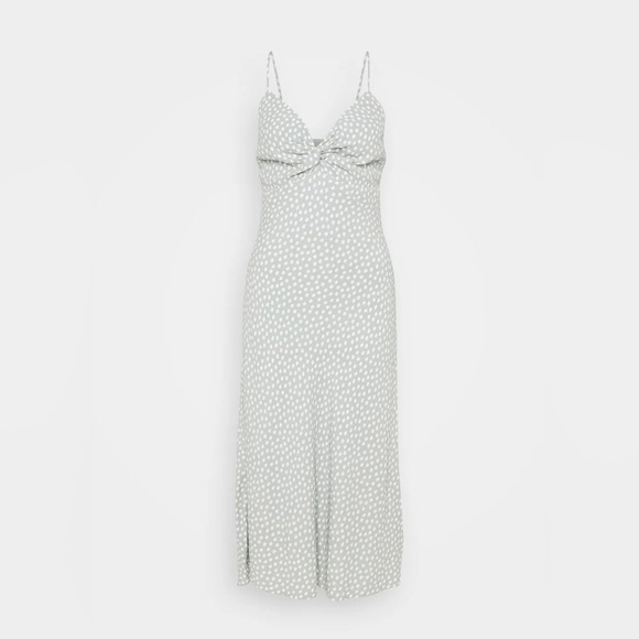 Abercrombie & Fitch Dresses & Skirts - Abercrombie & Fitch -Gray Polka Dot Adjustable Strap Knotted Front Midi Dress XS
